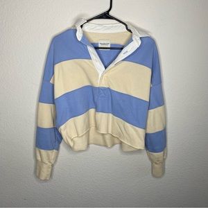 Abercrombie & Fitch blue and yellow striped rugby shirt